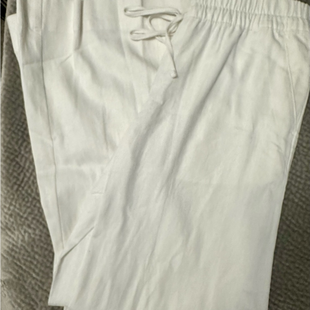 Chic White Drawstring Trousers